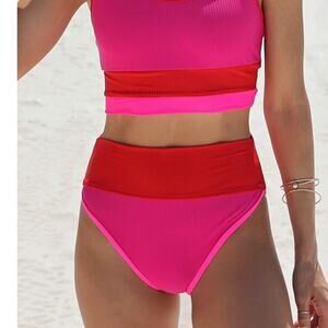 Beach Riot Emmy Colorblock High Waist Bikini Bottoms Size XL